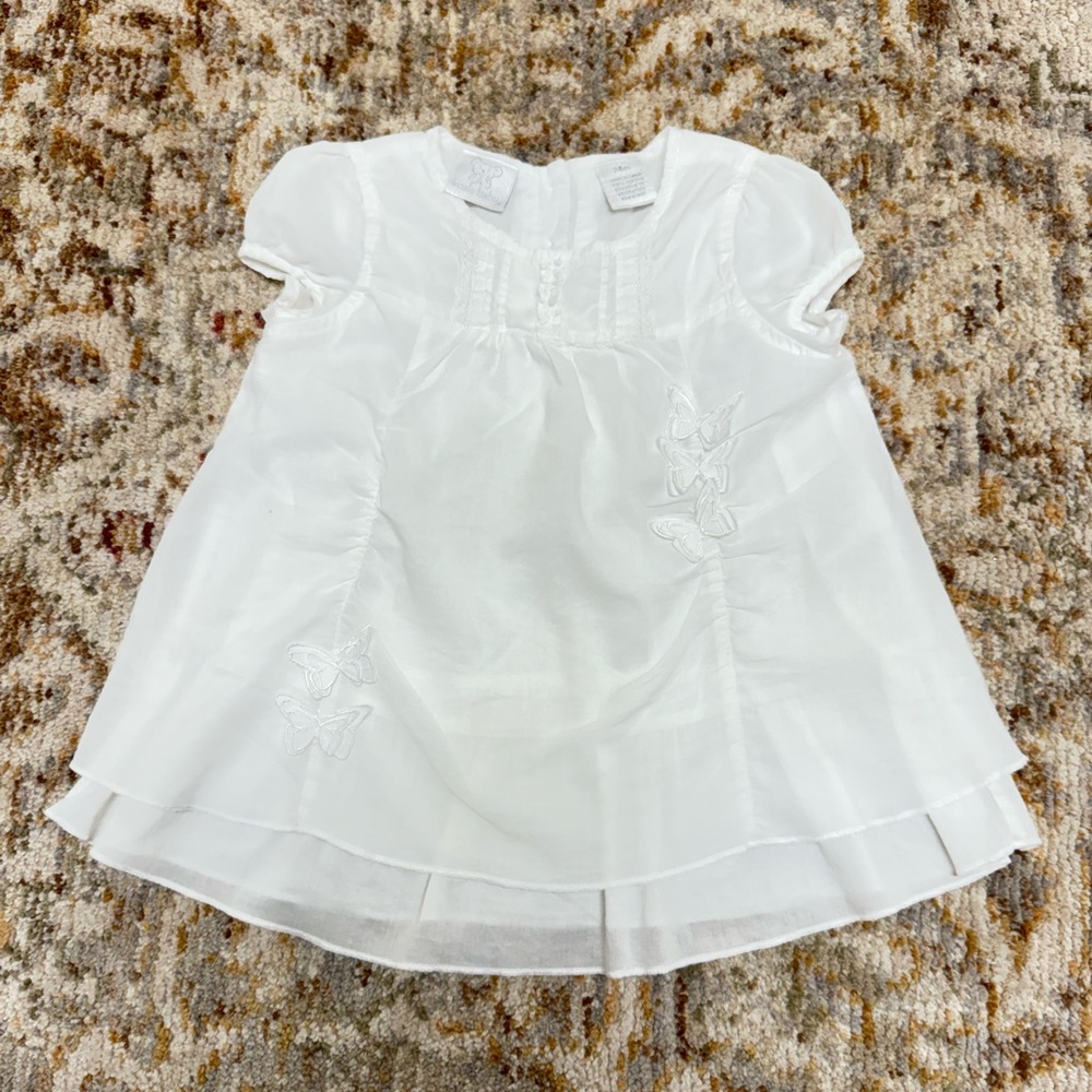 White butterfly 100% cotton dress 24 months